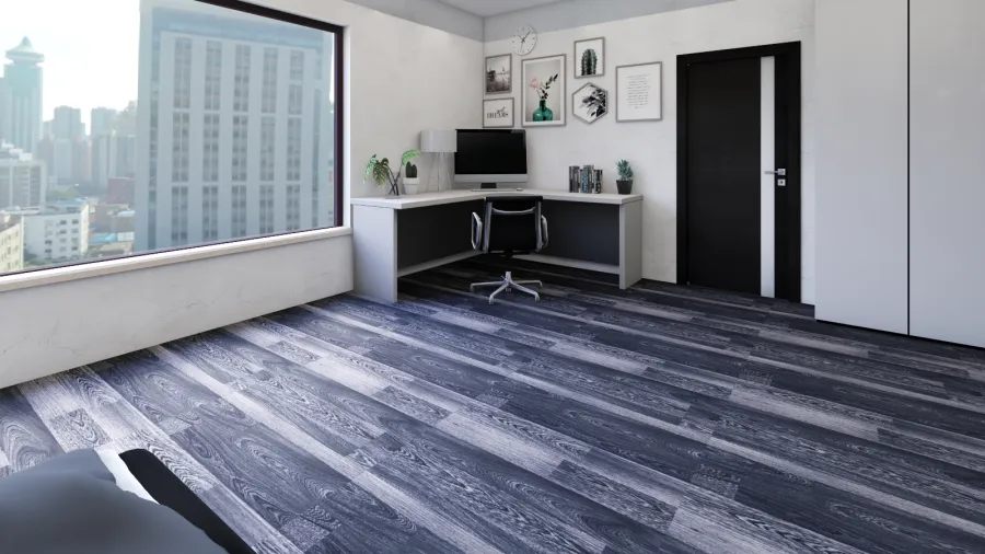 Scandinavian Bauhaus Modern Grey Black White Bedroom 3d design renderings