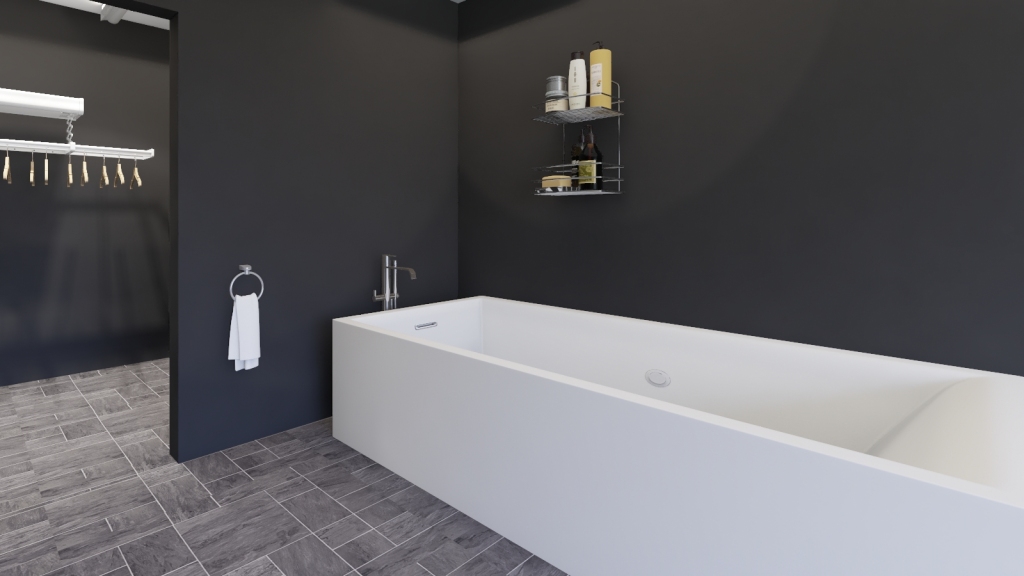 Scandinavian Bauhaus Modern Grey Black White Bathroom 3d design renderings