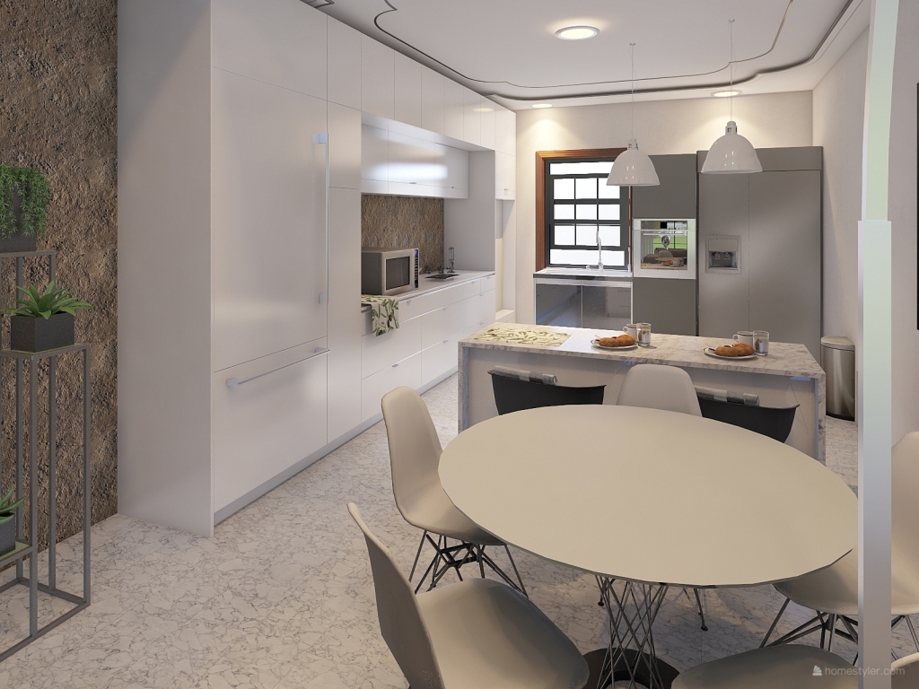 Sala de Estar/ Cozinha 3d design renderings