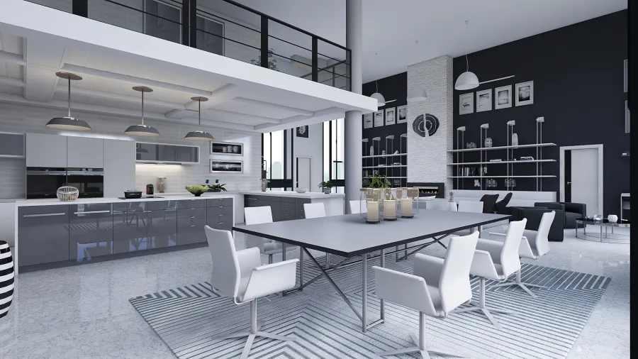 Modern Bauhaus White Black Grey Unnamed space 3d design renderings