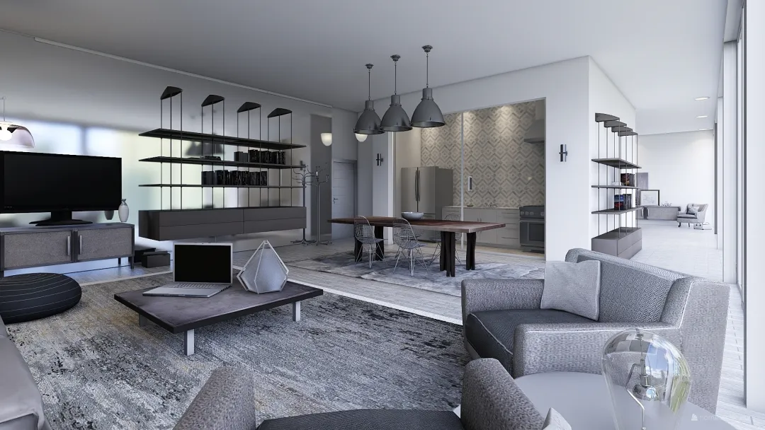 ArtDeco Modern Baxter Luxury Suite Grey 3d design renderings