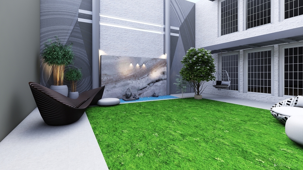 Courtyard Basement 3d design renderings