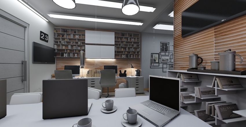 Escritório Pequeno Interior Design Render