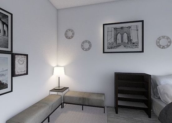 Apartment Queen-- One sided with bench Design Rendering