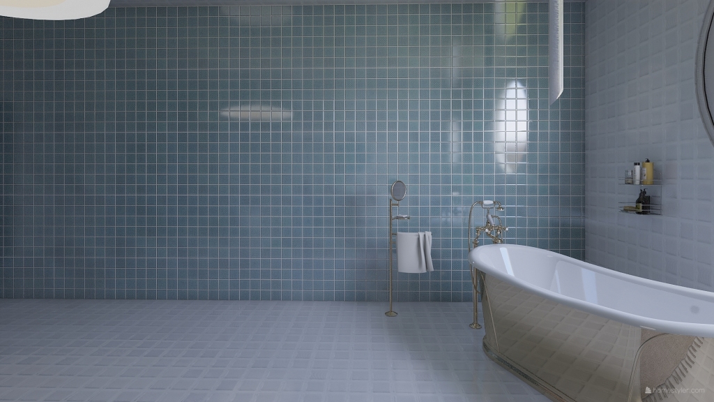 Asian Modern TropicalTheme Green White Beige Bathroom 3d design renderings