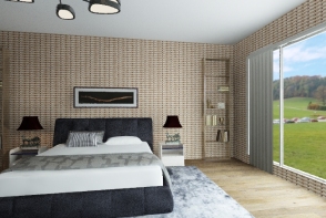 Woody Sassy Master Bed Room Design Rendering