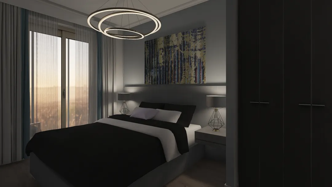 спальня в сером 3d design renderings