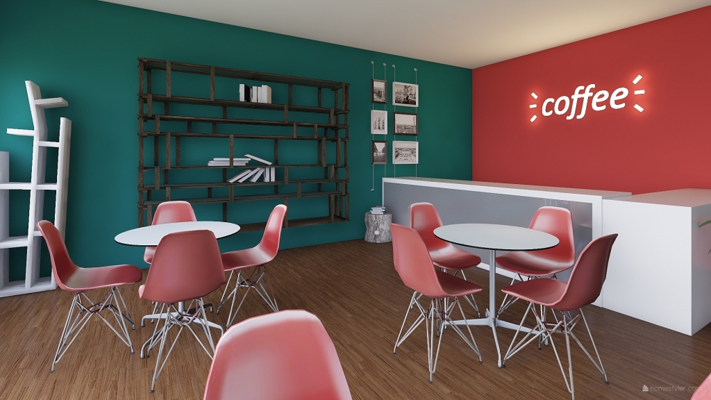 book cafe 3d design renderings