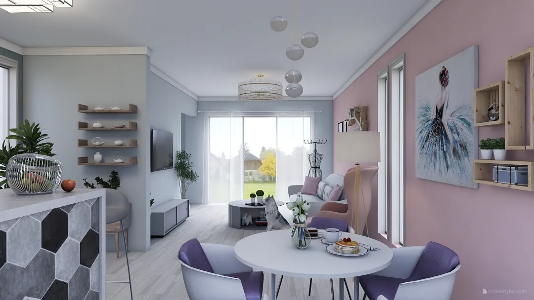Dream house (pastel color) 3d design renderings