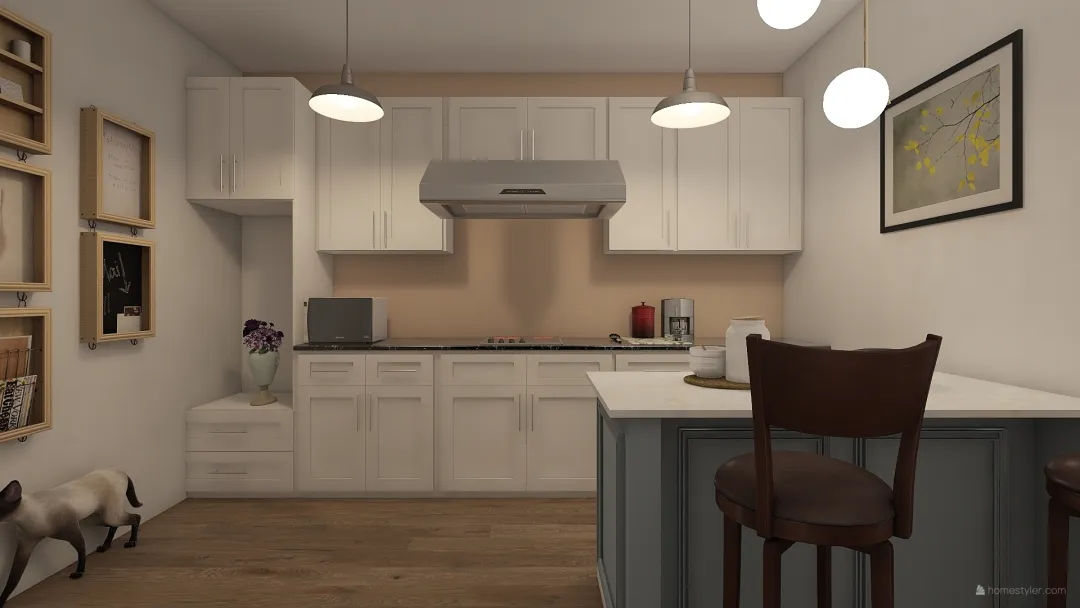 diseño cocina y desayunador 3d design renderings