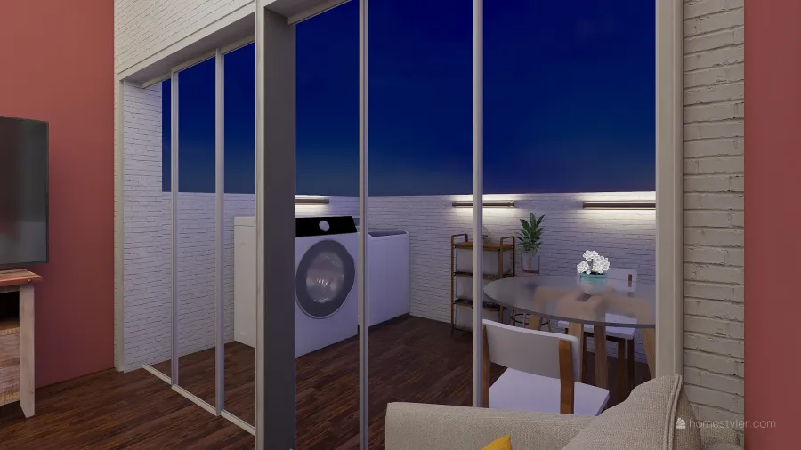LivingRoom and Kitchen 3d design renderings
