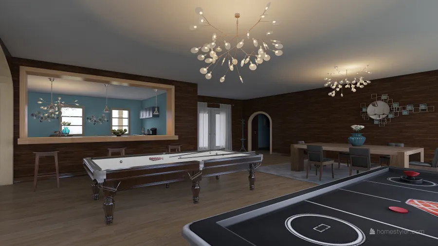 Dining and game Room 3d design renderings