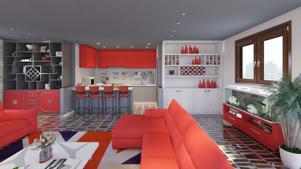 cucina panoramica 3d design renderings