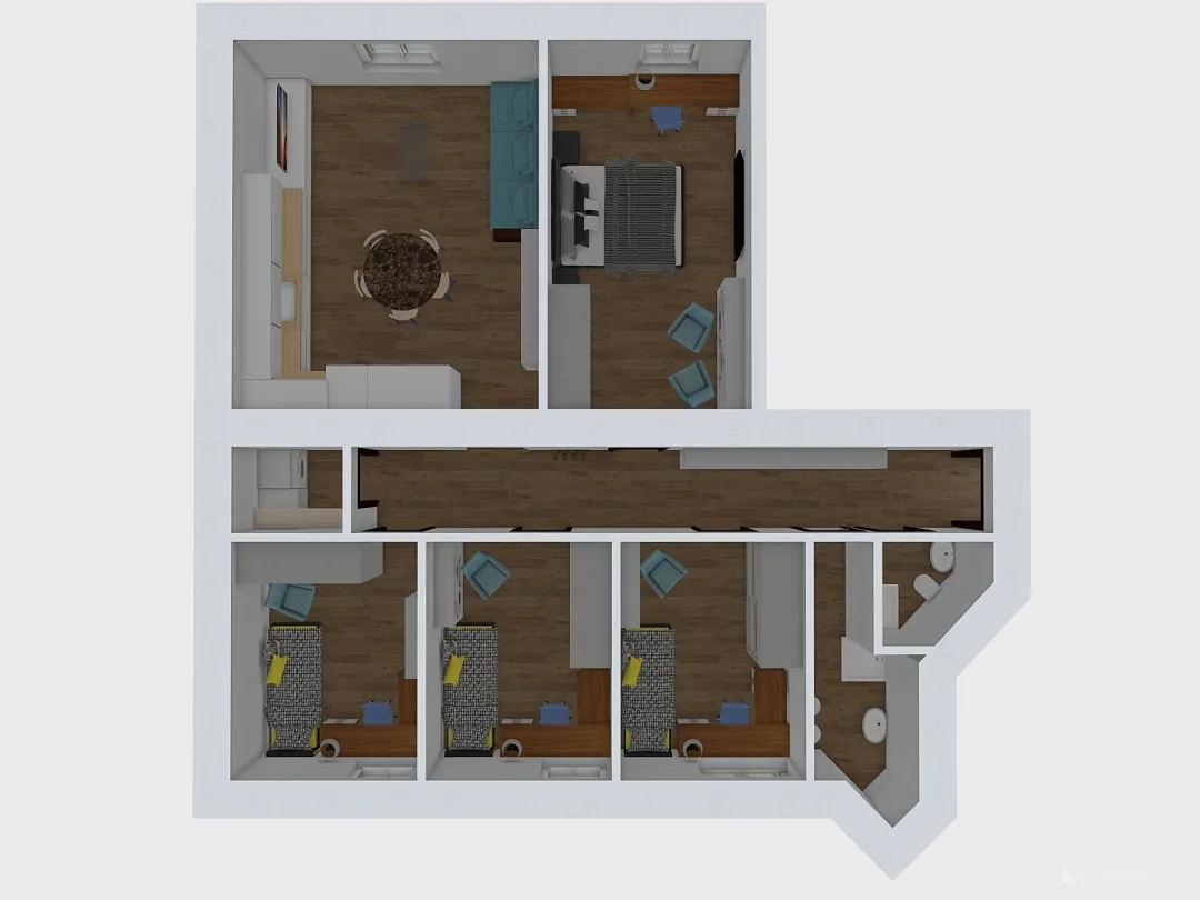 Student Apartment 3d design renderings