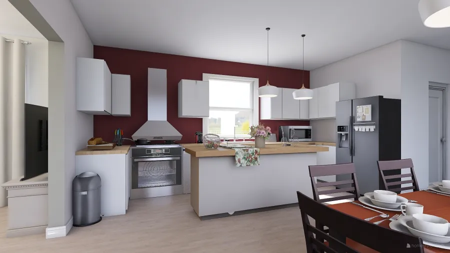 Kitchen-Diner 3d design renderings