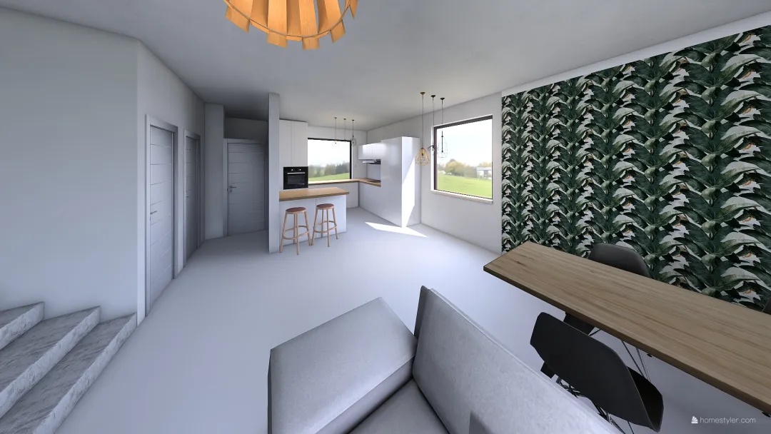 Dom właściwy +- 5 cm PRZEMEBLOWANIE z wyspa 3d design renderings