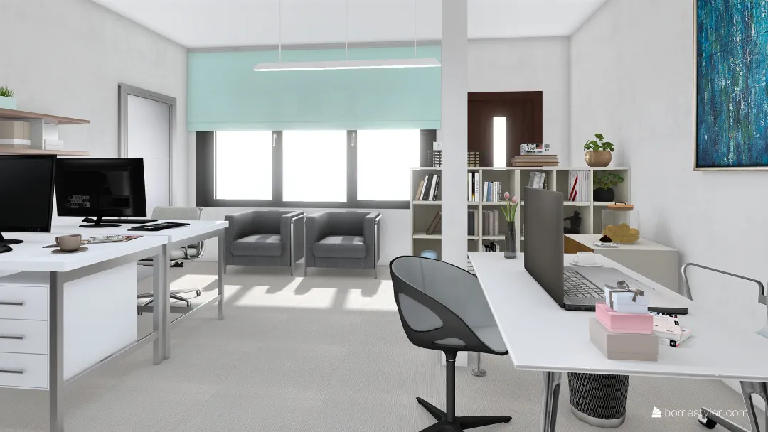 ufficio open space 3d design renderings