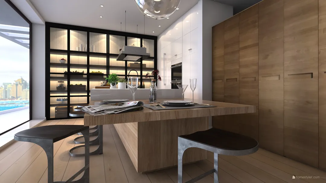 Asian ArtDeco Modern Bauhaus Luxury villa in Southern Spain Black White 3d design renderings