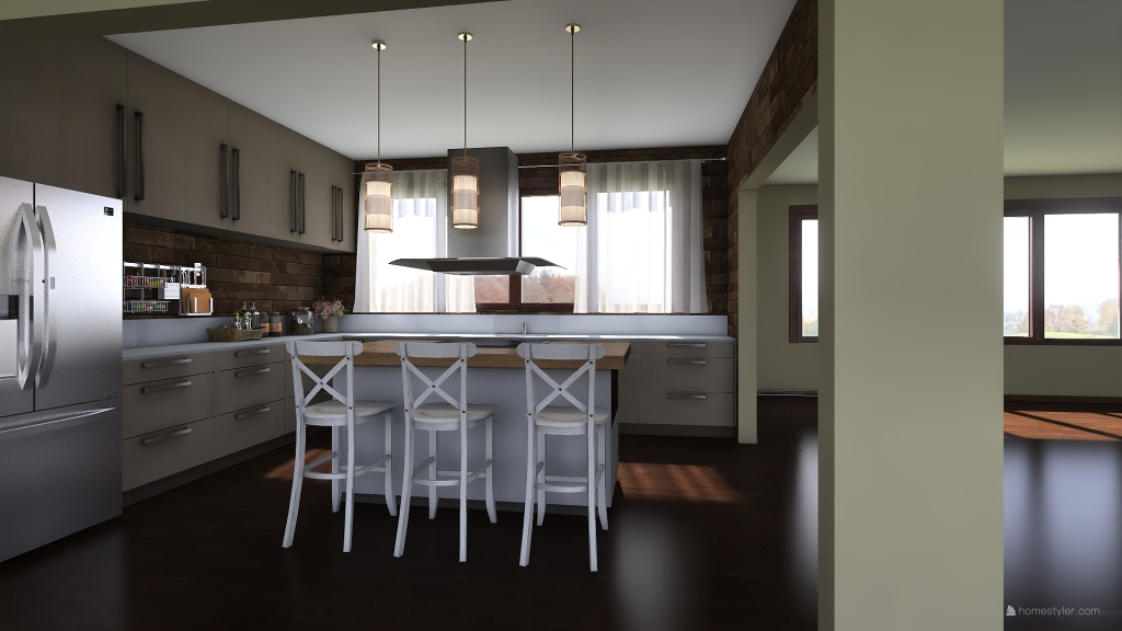 Casa com cozinha pequena 3d design renderings