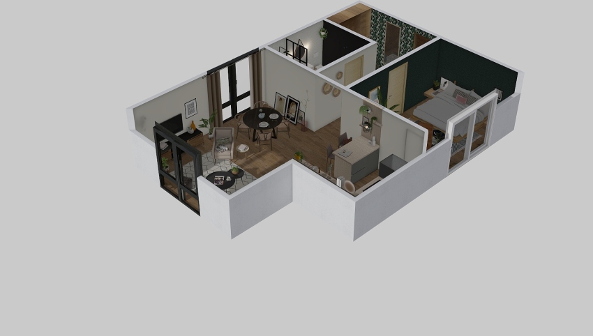 Scandi style 1 Bedroom apartment  3d design picture 69.49