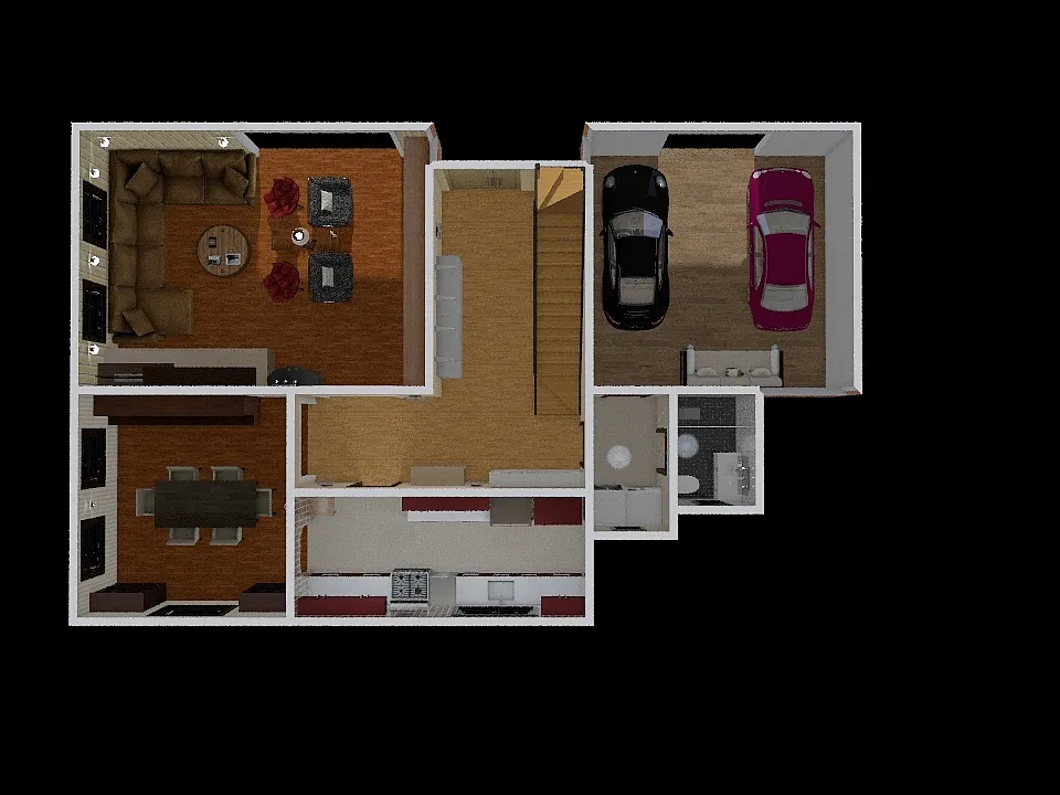 TWO STORE HOUSE - GROUND FLOOR 3d design renderings
