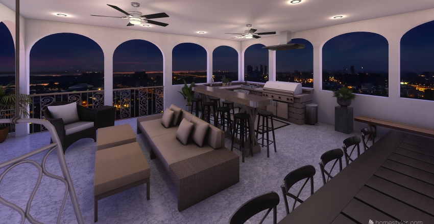 Upstairs Patio @ The Lake House Interior Design Render