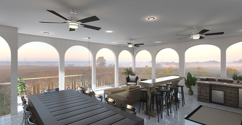 Upstairs Patio @ The Lake House Interior Design Render
