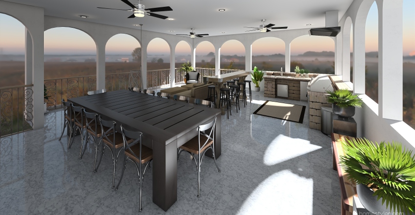 Upstairs Patio @ The Lake House Interior Design Render