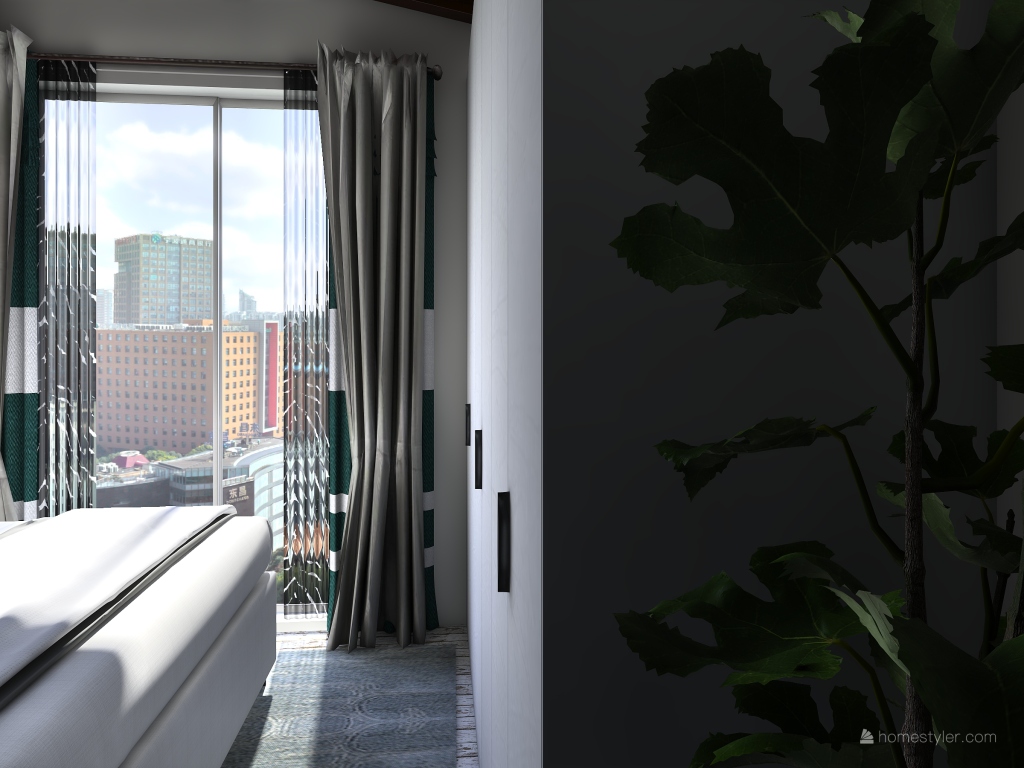 Traditional White Grey Beige WoodTones Master Bedroom 3d design renderings