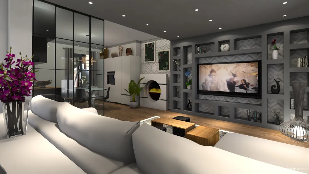 Cozy e refined living area 3d design renderings