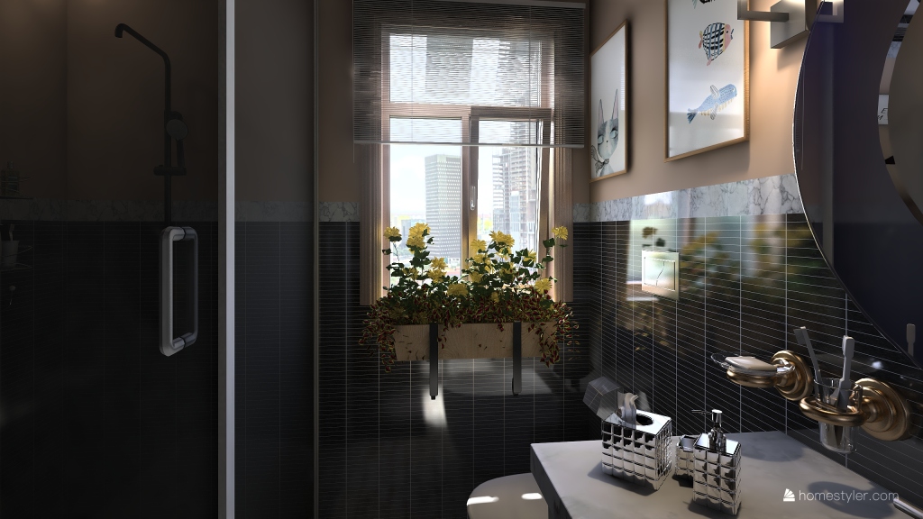 Traditional White Grey Beige WoodTones Master Bathroom 3d design renderings