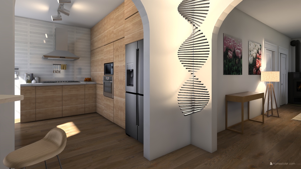 Contemporary Black White WoodTones Other Room 3d design renderings
