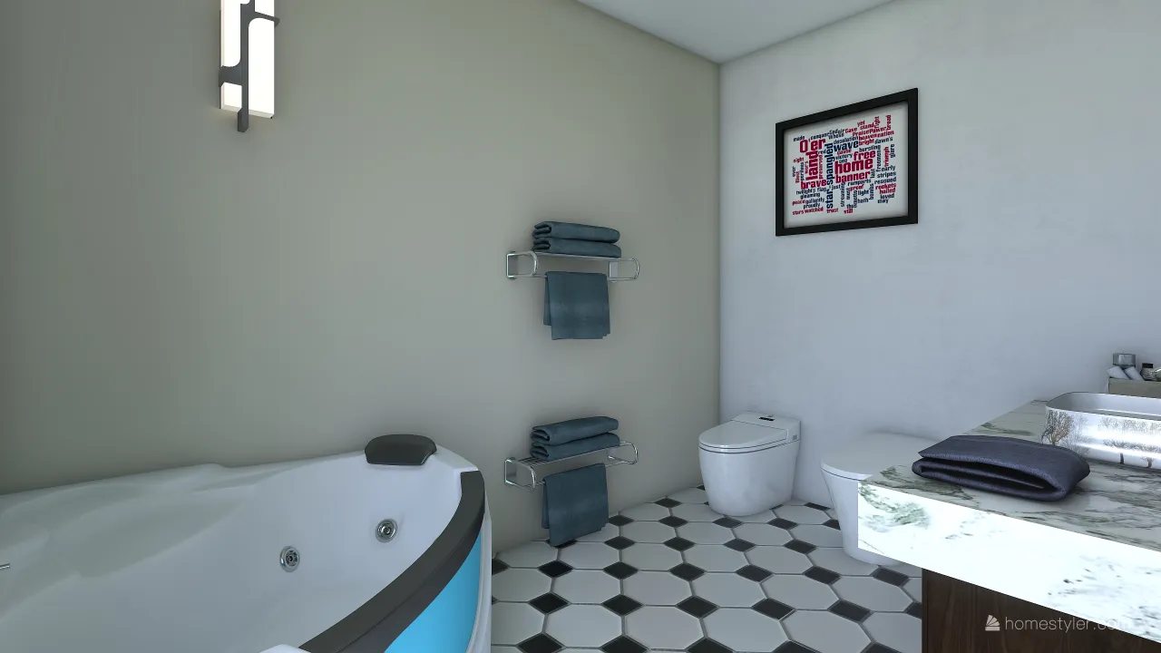 bagno con vasca 3d design renderings