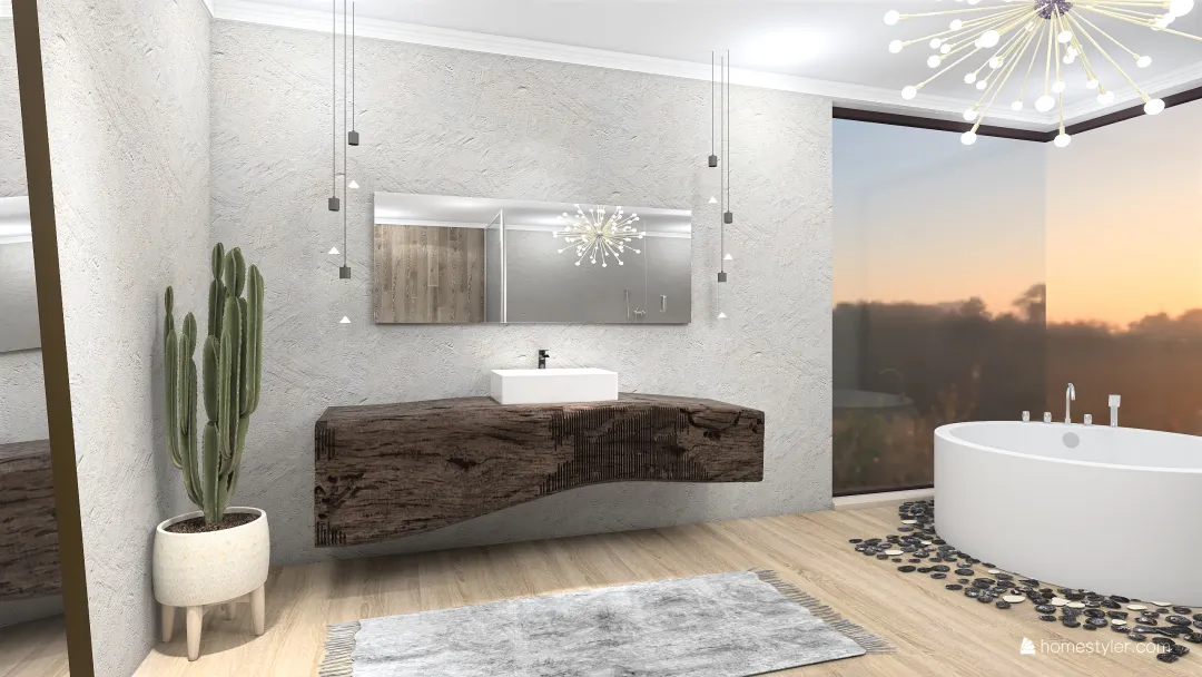 banheiro rústico 3d design renderings