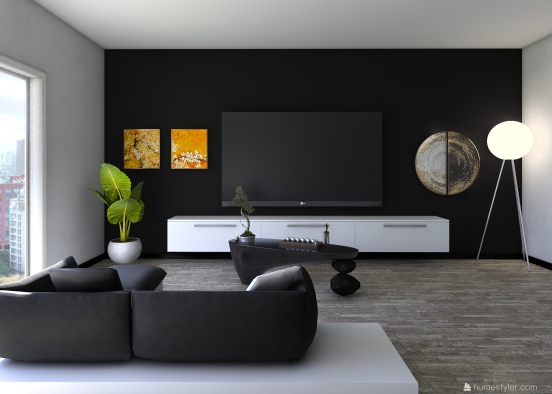 soggiorno nero Design Rendering