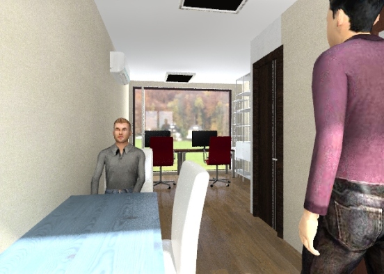 biuro - zmiany-3 pomieszczenia-stol Design Rendering