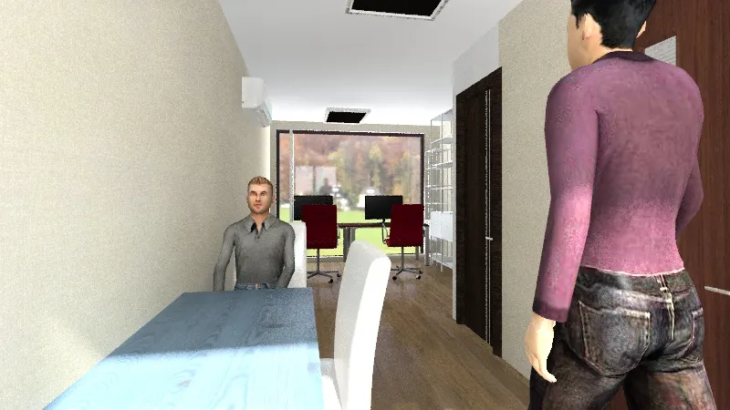 biuro - zmiany-3 pomieszczenia-stol 3d design renderings