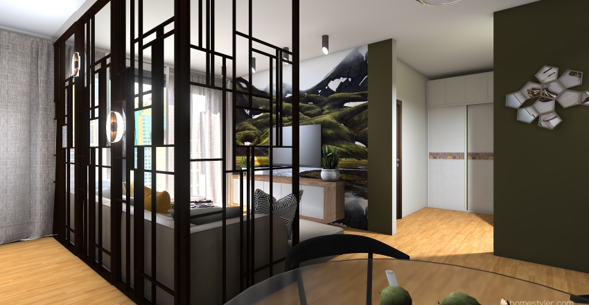 Panorama City apartment Initial idea (Bratislava, Slovakia) Interior Design Render