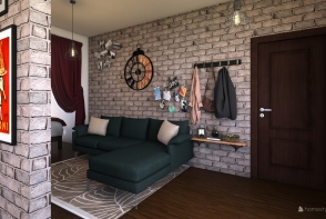 one-room apartment Design Rendering