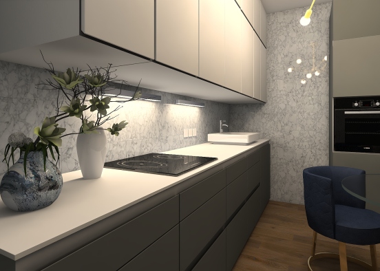 Gray kitchen Design Rendering