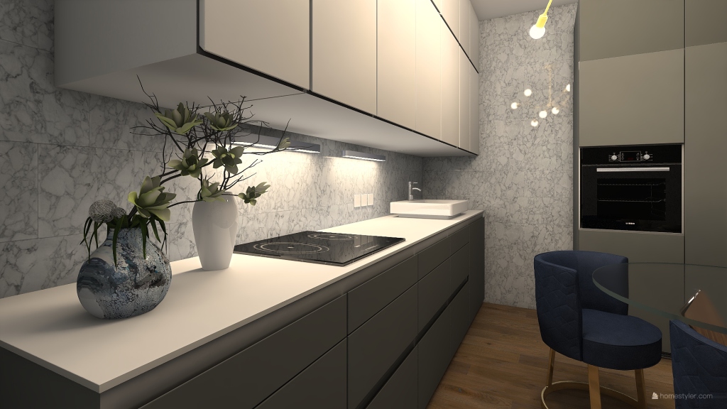 Gray kitchen 3d design renderings