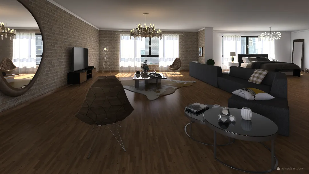 Apartamento tipo loft 3d design renderings