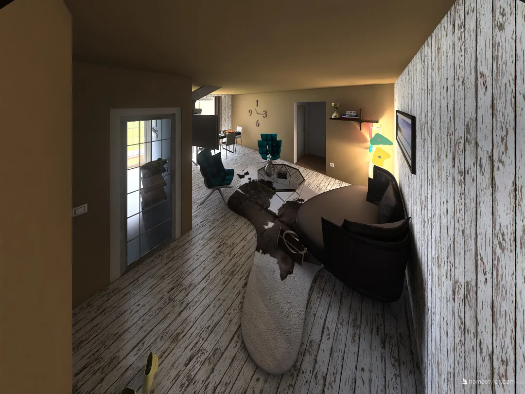 квартира 63м2 кухня+зал 3d design renderings