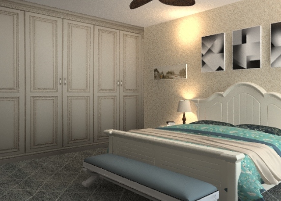 modern minimalist country bedroom  Design Rendering