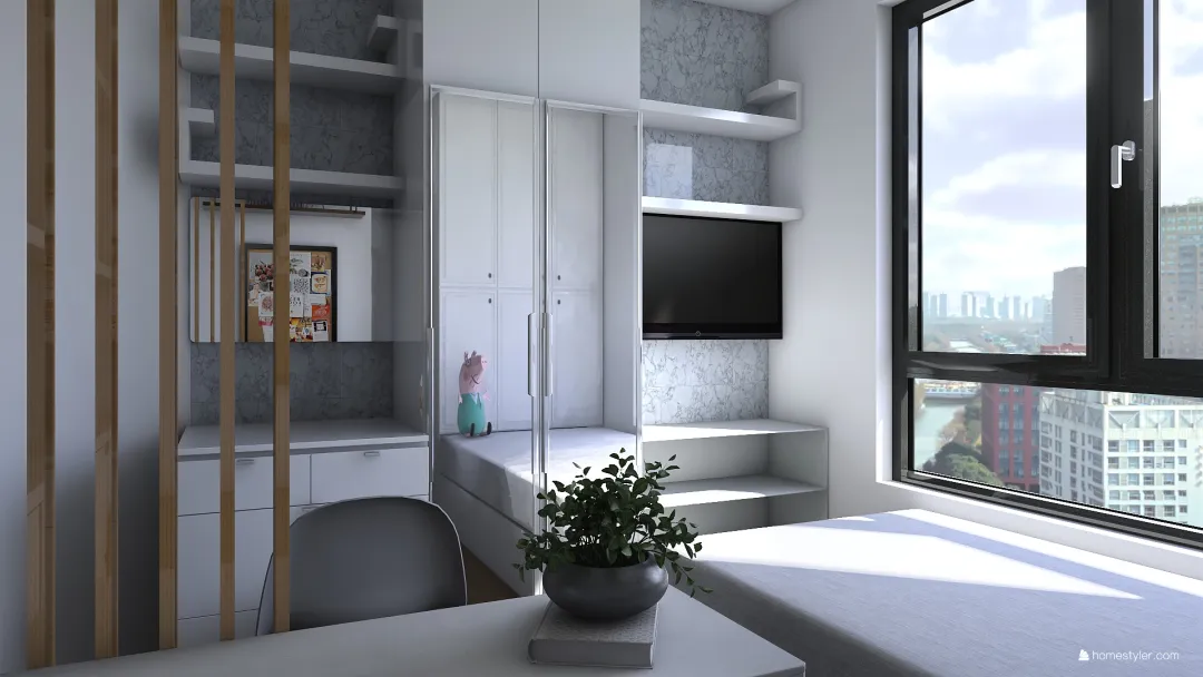 Micro apartmentroom 3d design renderings