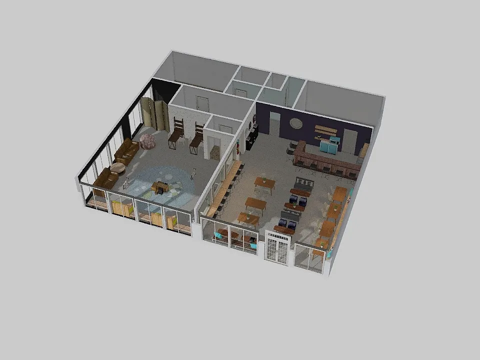 Cat Cafe 3d design renderings