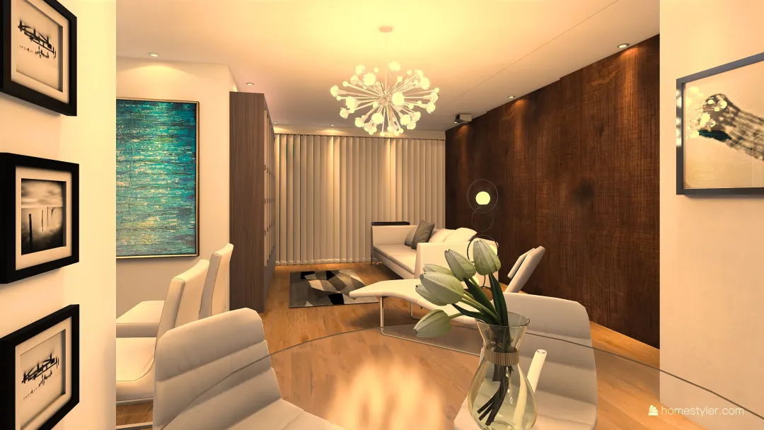 Living Room with sliding door 3d design renderings