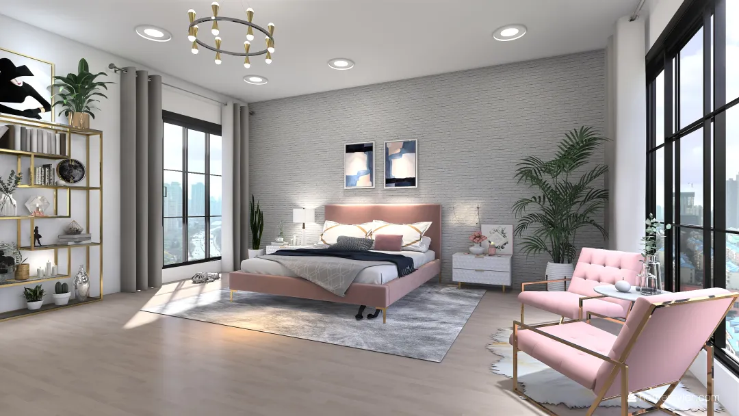 Chic Stylish Bedroom 3d design renderings