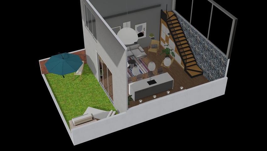 Second floor Scandy style 3d design picture 82.49