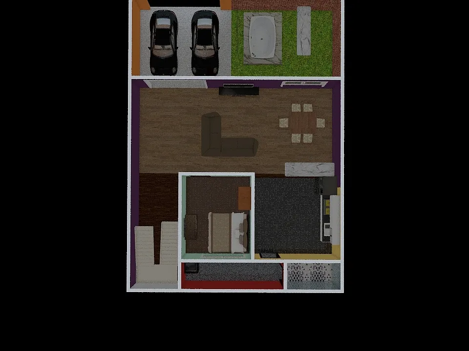 Casa area na frente 3d design renderings